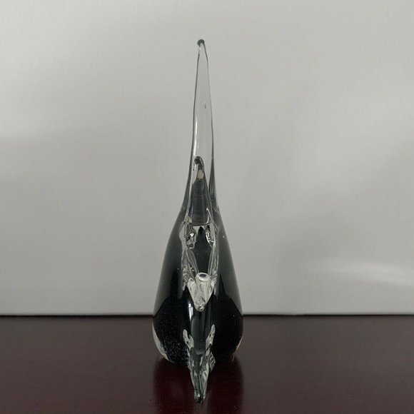 Murano Glass Art Hand Blown Glass Angelfish Clear Black Tropical Figurine 7.5" - Picture 6 of 8